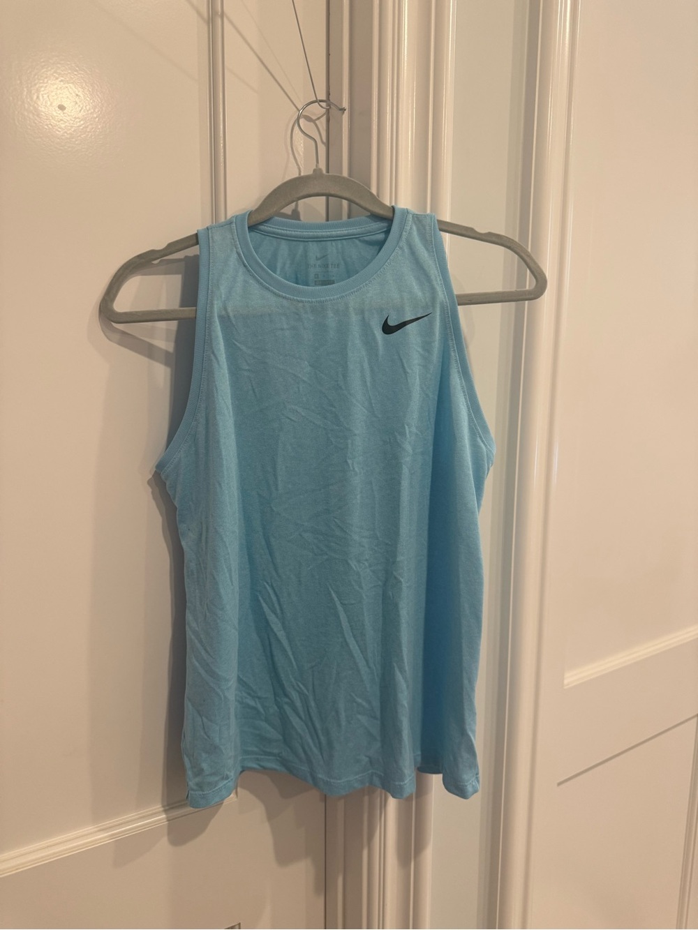 Nike Women's Sky Blue Athletic Tank with Black Swoosh